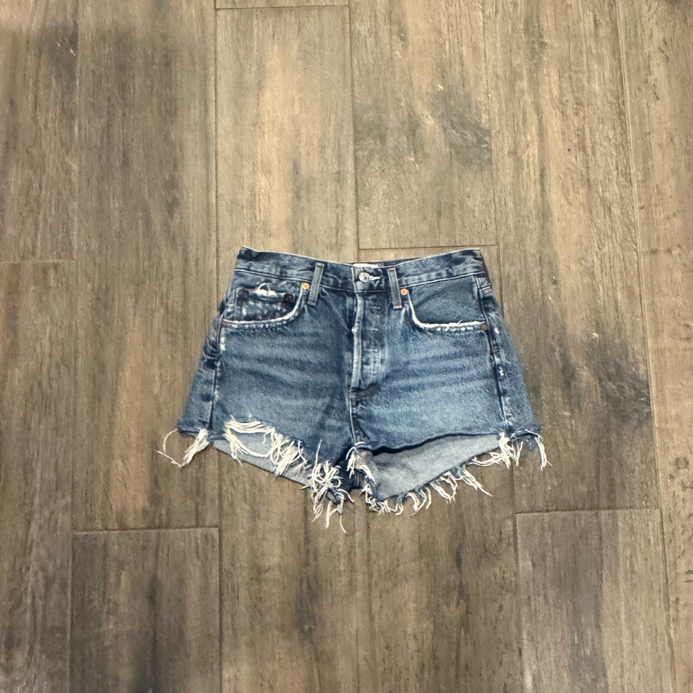 Agolde Blue Distressed Jean Shorts
